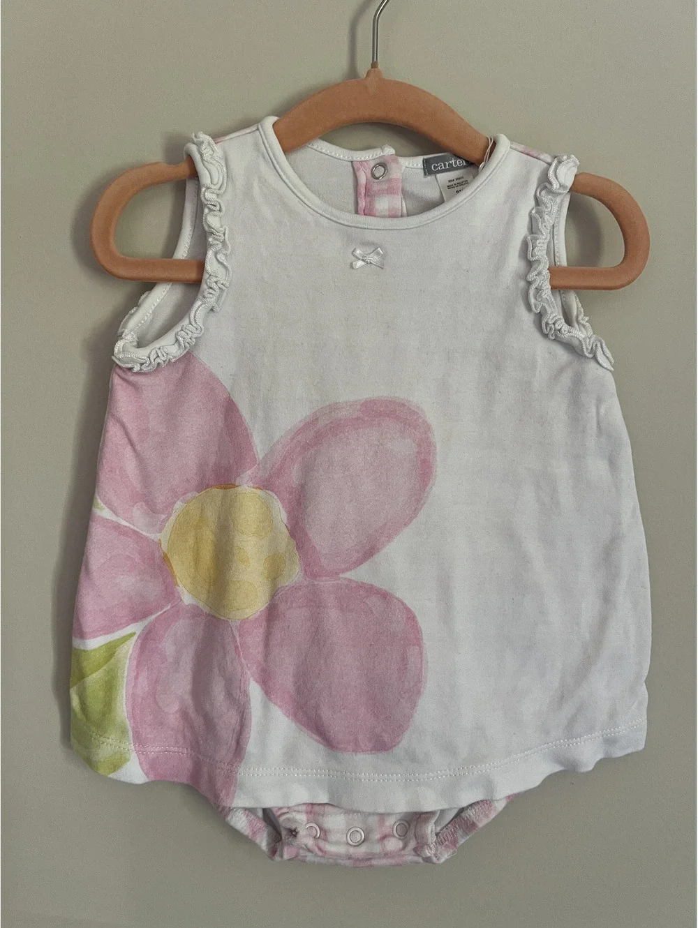 Vintage Carter’s Pink White Floral Detail Bubble